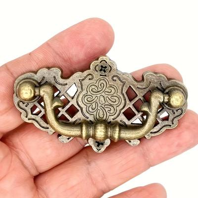 6 pomos vintage europeos con forma de flor, 6,6×3,7 cm Aleación de zinc Huecos Caja de regalo/Tiradores para muebles con tornillos de montaje