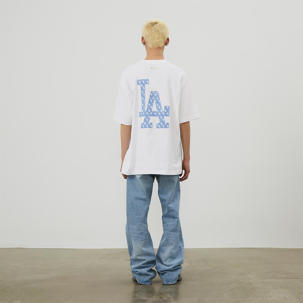 New MLB MONOGRAM Collection Los Angeles Dodgers SS24 T Shirt Unisex White 3ATSM0643-07WHS