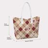 Vintage Plaid Floral Casual Large Tote Bag Portable Daily Lightweight Ladies Shoulder Handbag