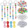 DIY Beaded Keychain Craft Kit, 566-Piece Set with Letter Beads, Cords and Metal Key Rings for Personalized Name Designs