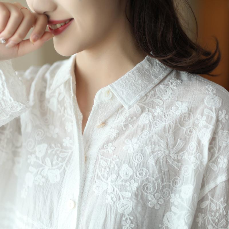DIMANAF New Spring Shirt Women 2025  Lace Blouse Long Sleeve Basic Fashion Tops Tees Casual Loose White Tees