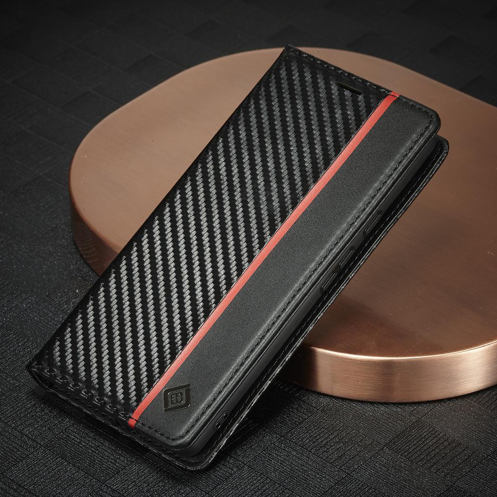 LC.IMEEKE For Google Pixel 7a PU Leather Wallet Phone Case Carbon Fiber Texture Stand Cover