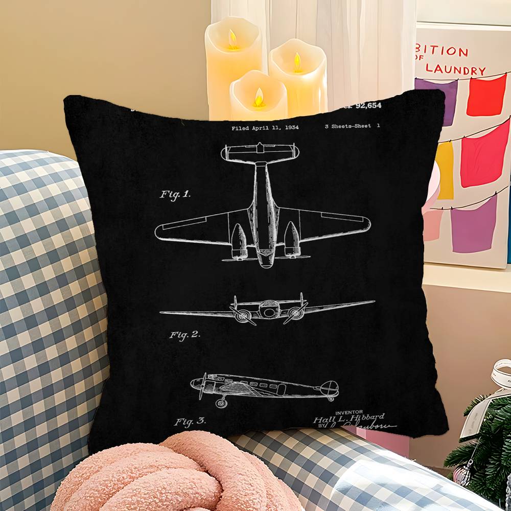 Aircraft Patent Personalized Pillow Cover Kids Bedroom Wild Party Decor Pillowcase Kid Birthday Shower Gift