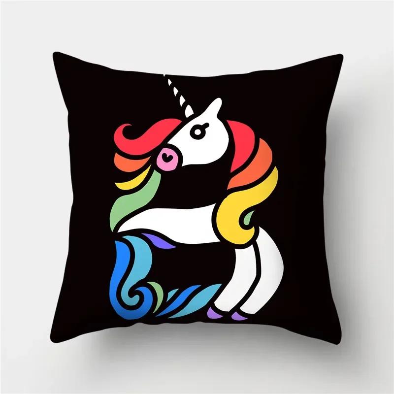 Letters Eenhoorn Kussenhoes Polyester Print Kussensloop Bank Decor Kussen Thuis