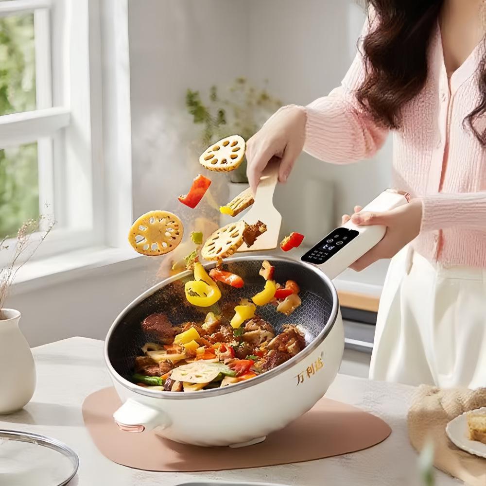 Smart Non-Stick All-in-One Electric Stir-Fry Wok and Cooking Pot for Dorms and Households