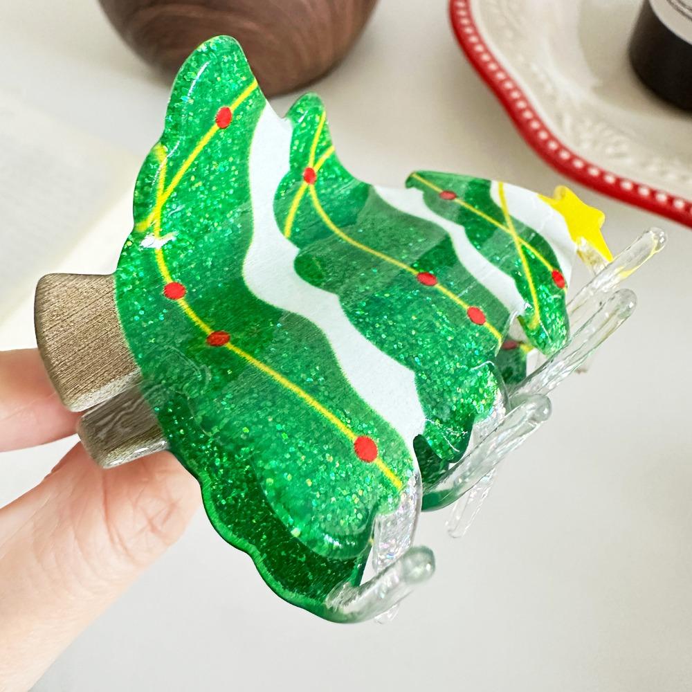 Acrylic Christmas Tree Hair Claw Snowhouse Cartoon Hair Grab Clip Santa Claus Shark Clip Girl