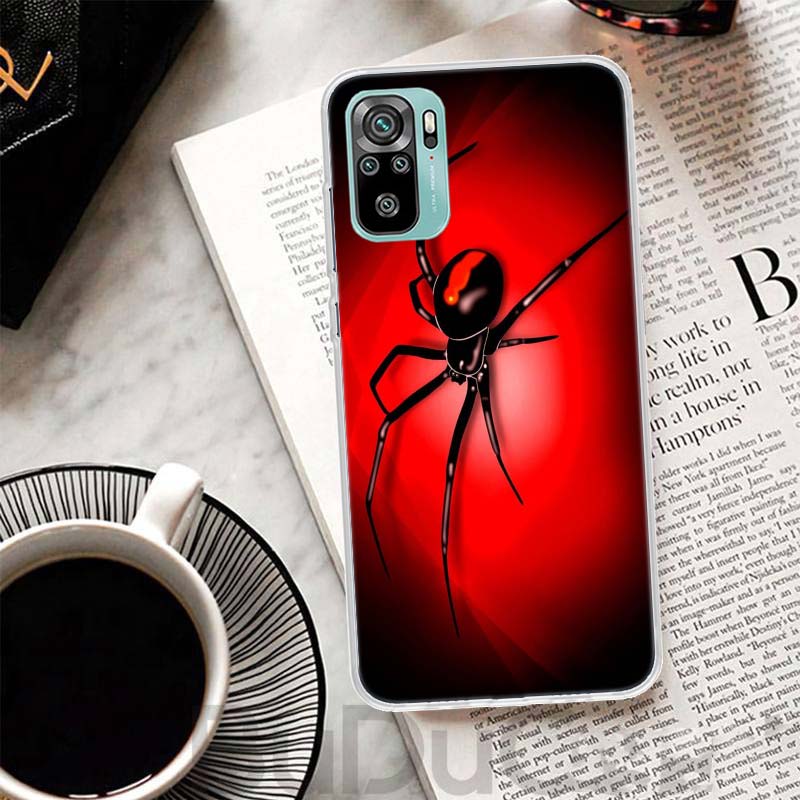 Black Widow Spider Insect Cover For Xiaomi Redmi Note 10 9S 9 8T 8 Pro 7 5 Mi 9T 10T 11T 12T 11 12 Lite 12X A3 A2 A1 Print Coque