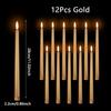 12-120Pcs LED Taper Candles Artificial Black Flameless Flickering Candle Christmas Lights Home Birthday Wedding Candles Battery