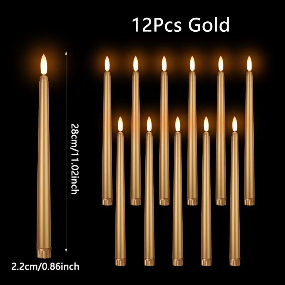 12-120Pcs LED Taper Candles Artificial Black Flameless Flickering Candle Christmas Lights Home Birthday Wedding Candles Battery
