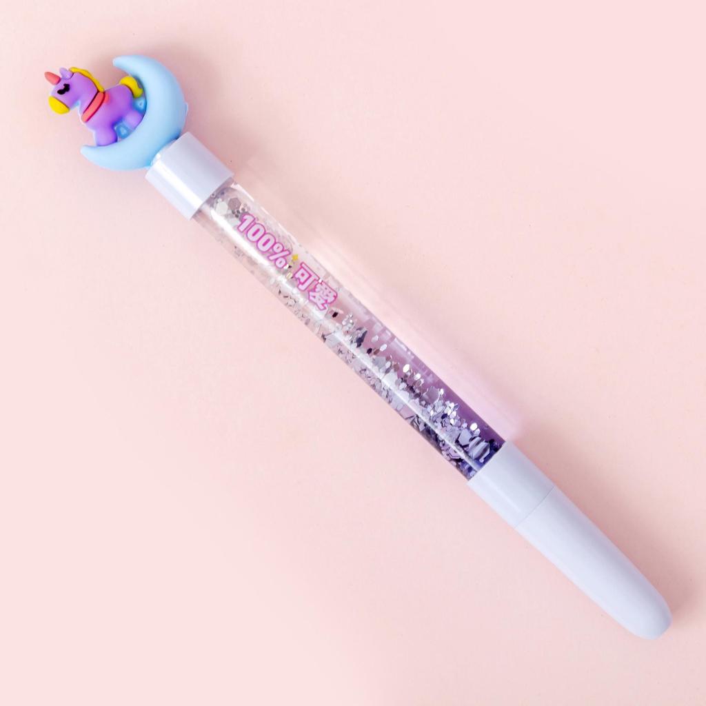 Cartoon Unicorn Sand Flow Pen - Black Ink Signature Pen for Kids, Perfect Back-to-School Gift