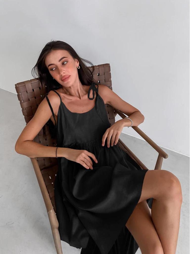 2025 Vintage Style Cotton-Linen A-Line Sundress - Loose Fit, Spring/Summer Fashion, European & American Influence