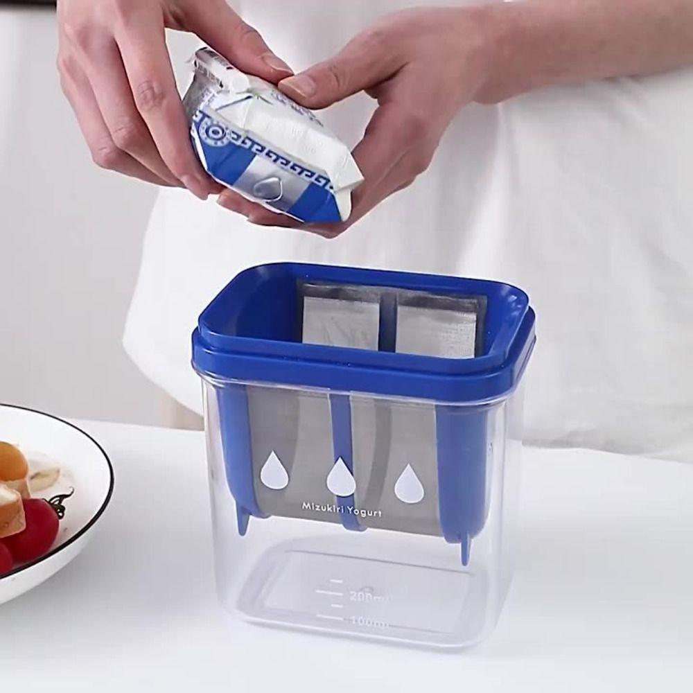 Quaderförmige Japanische Joghurt-Siebbox Blau/Weiß Molkeabscheider Kaltextraktion