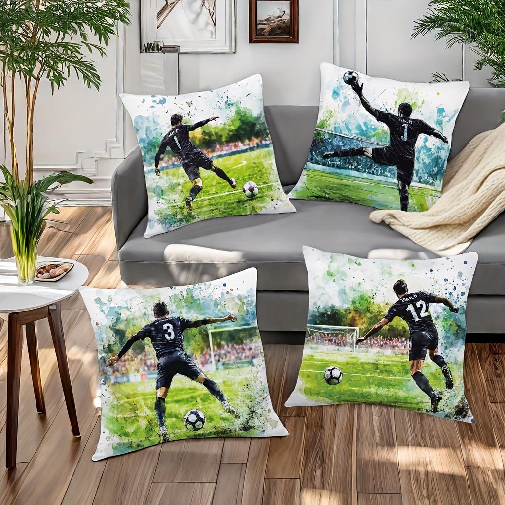 Athletes Football Patterns Digital Printing Pillow Cover Short Plush Suitable Living Rooms Bedrooms Sofas Throw Cushion Cover