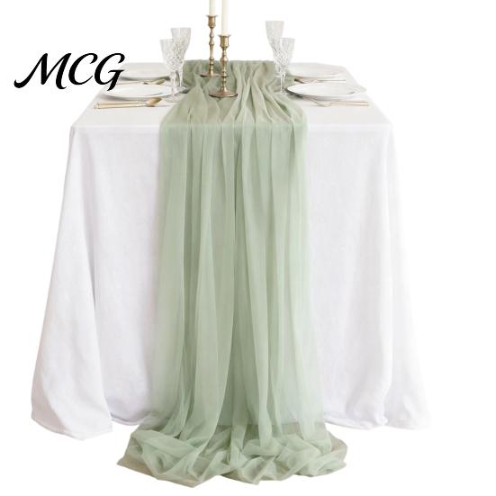 Table Protector Runner Sheer Flowing Runner, Chiffon Wedding Elegant Solid Color Scratch Resistant for Dining Home Bridal Shower Party Decor