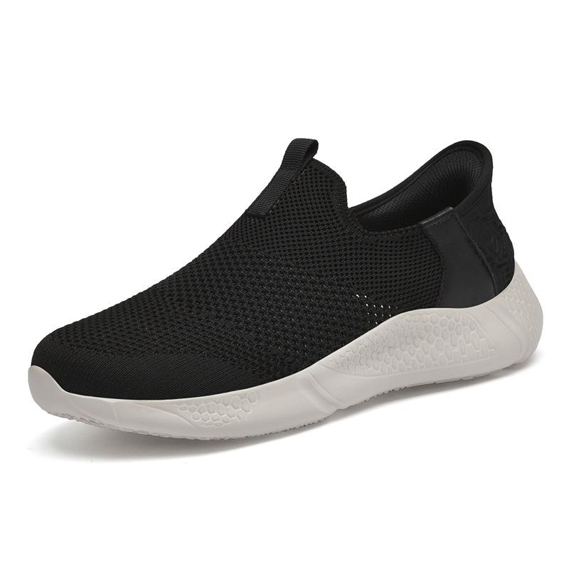 Men's shoes 2025 summer new one-foot casual sneakers middle-aged and elderly fly-woven mesh breathable anti-odor soft-soled shoes