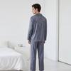 Ice silk pajamas men's spring and summer jacquard horse simulation silk long-sleeved trousers set simple thin loose loungewear