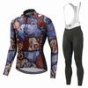 Mens Long Sleeve Cycling Jersey Set Breathable Quick Dry Bike Riding Sportswear