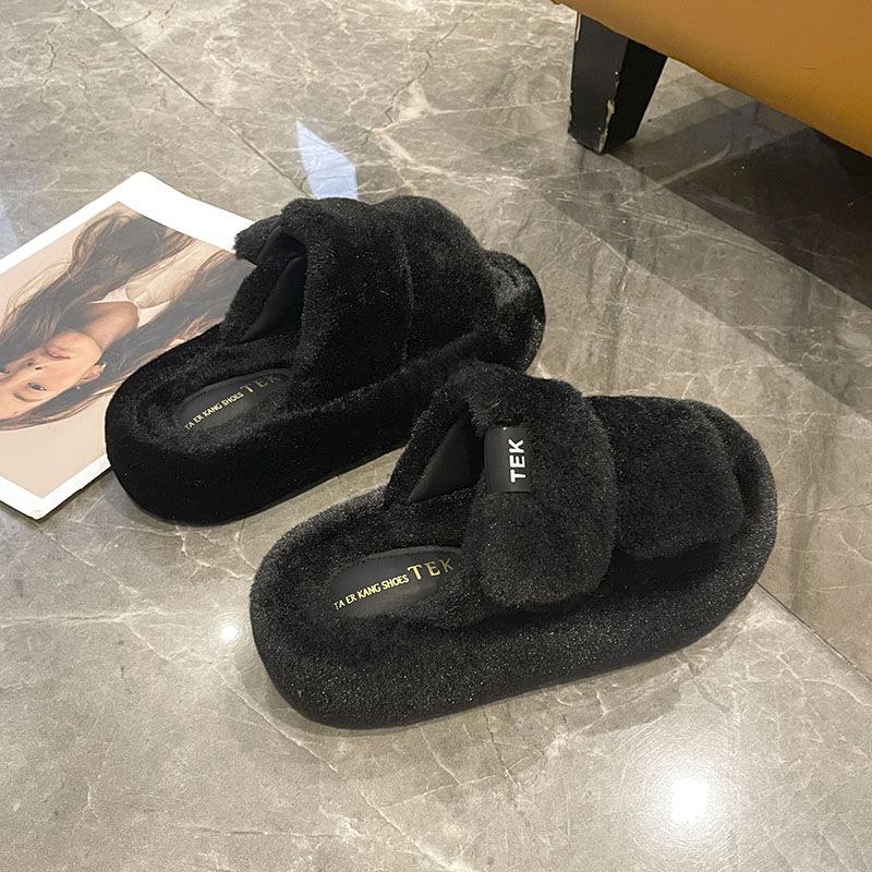 

Mao Mao slippers women s outer wear 2025 autumn and winter new versatile thick bottom plush office home cotton mop 40