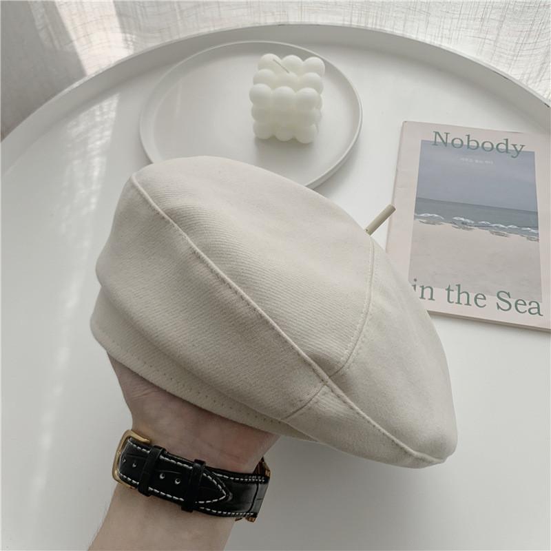 Vintage Round Top Cotton Beret Hat For Women Warm Sunshade Pumpkin Hat