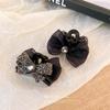 French retro pearl flower bow small grab clip simple bangs broken hair shark hairpin sweet temperament hair accessories