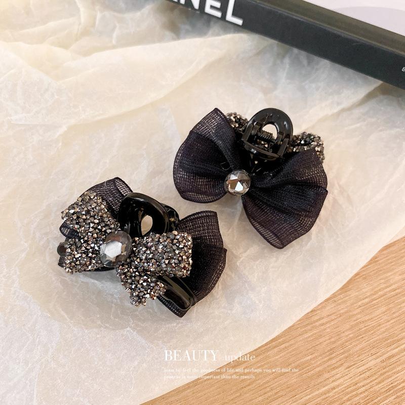French retro pearl flower bow small grab clip simple bangs broken hair shark hairpin sweet temperament hair accessories