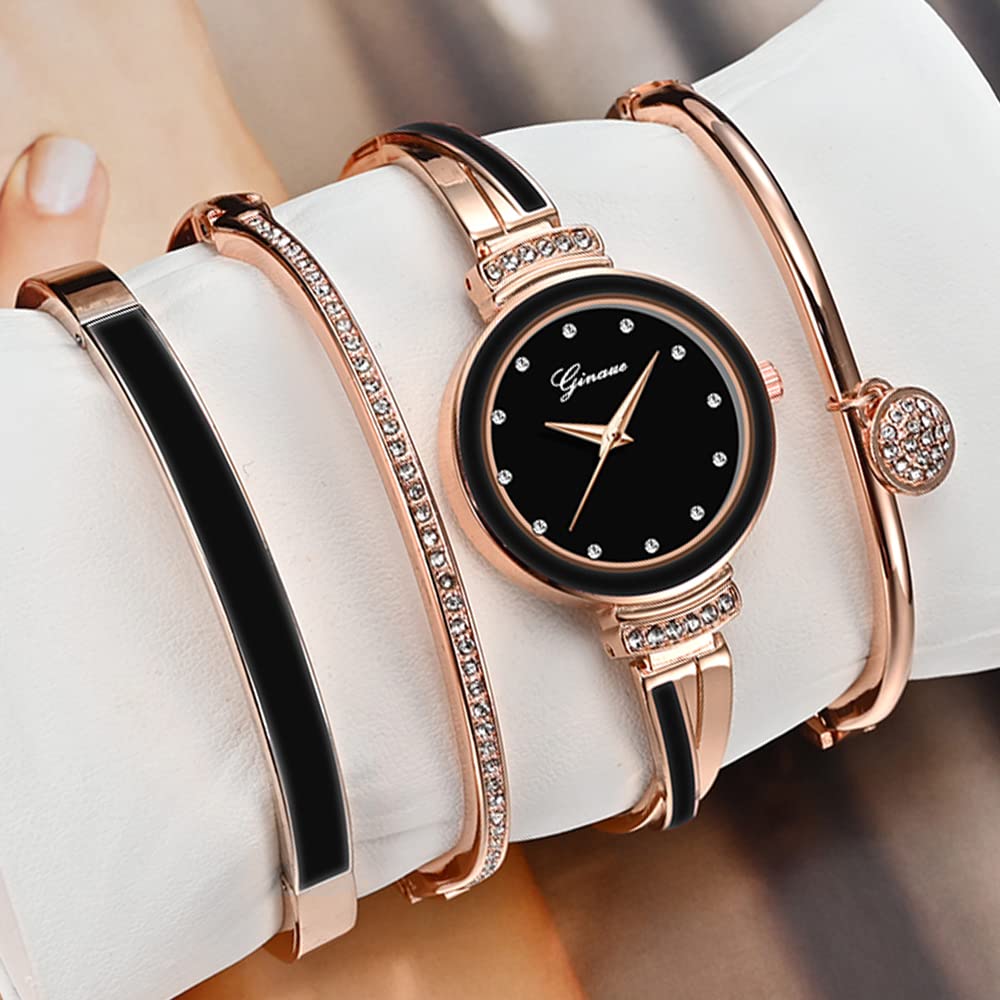 Klokke Armbånd Armring 4 Deler Sett Analog Visning Vanntett Populær Søt Stilig Legering Klokke Rosegull Bursdag Jubileum Juledag Gave