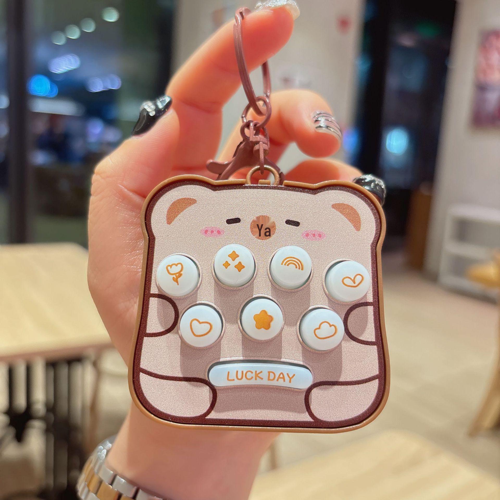 Cross-Border Handheld Toast Bread Whack-a-Mole Keychain Game for Kids - Small Pendant Toy