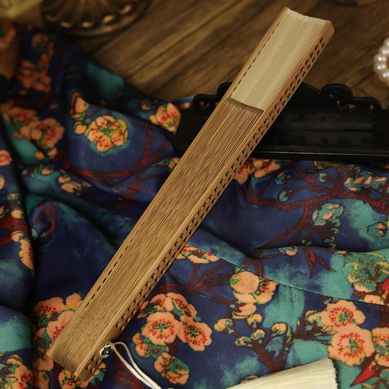 Chinese Ancient Style Folding Fan Bamboo Fan Bone Red Green Beige Folding Dance Fans in Summer