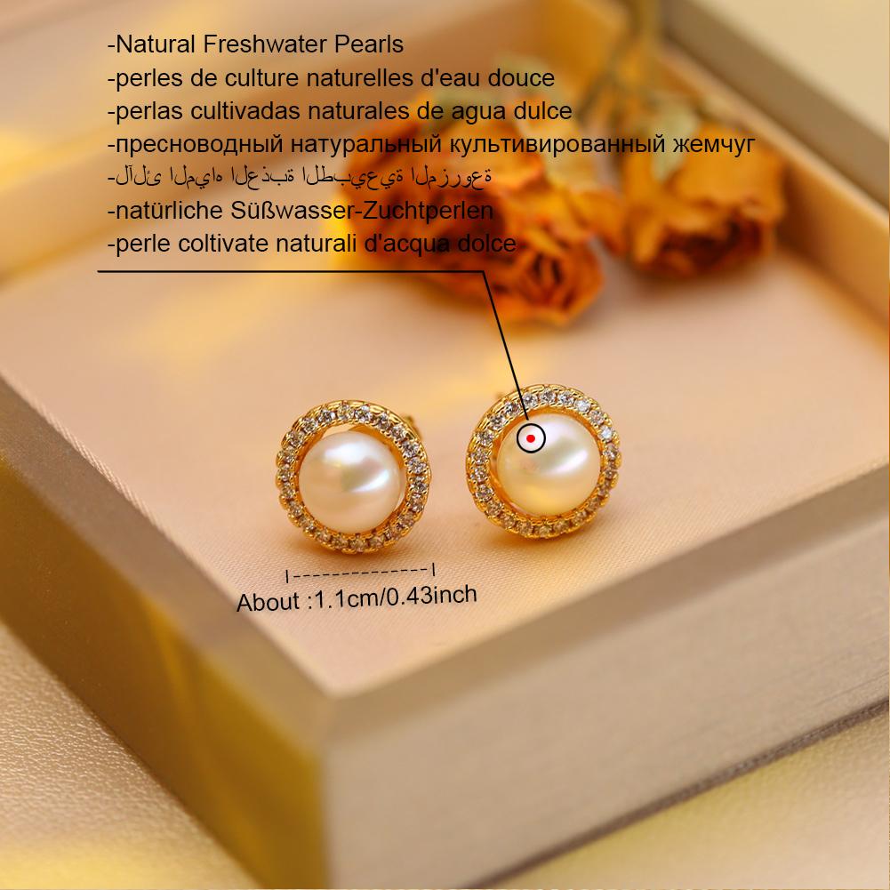 Brincos de Pérola de Água Doce Natural Moda Zircônia Cúbica Pérola Brincos de Pino Para Mulheres Joias de Festa