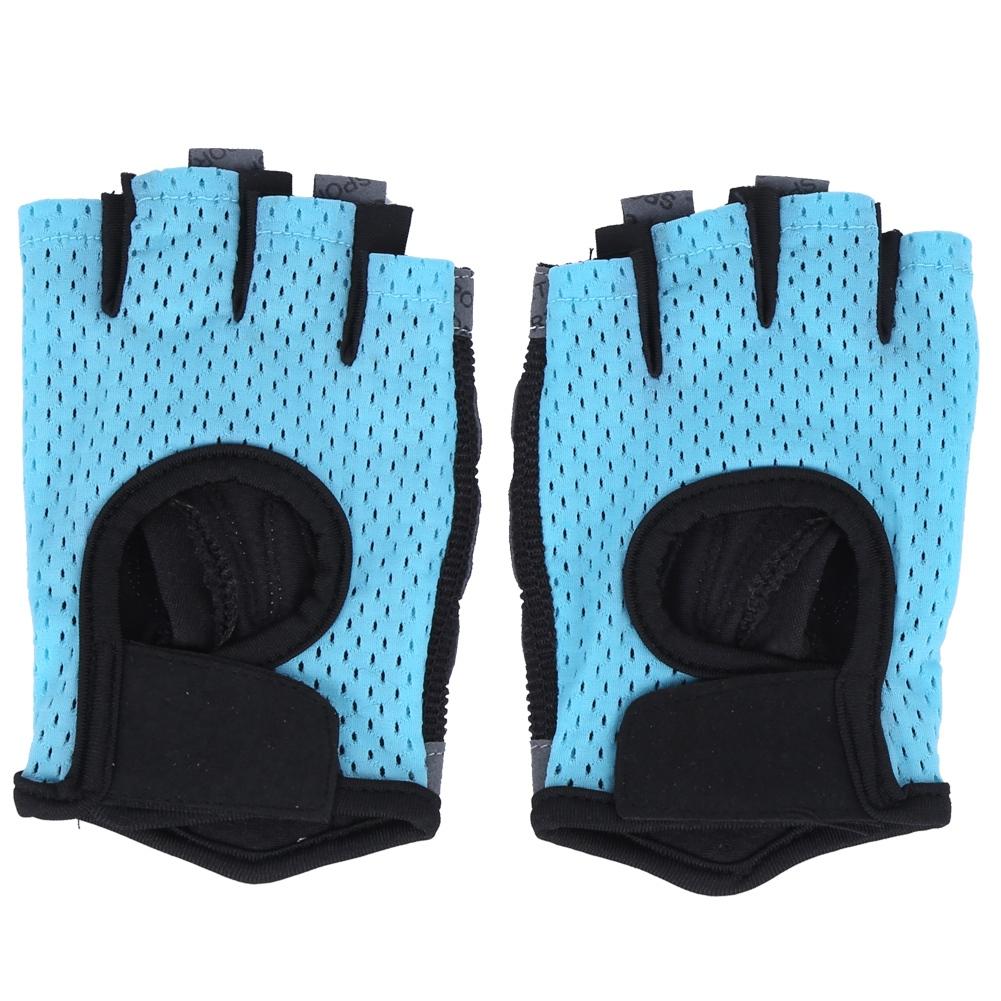 Fitness Exercise Gloves Anti Skid Breathable Sports Training Half Finger Gloves for Yoga Blue(L )