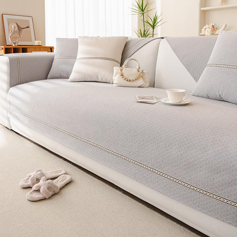 Nordic Style Light Luxury Sofa Cushion Chenille Anti-Scratching Non-Stick Wool Sofa Cover Towel Non-Slip All-Season Universal Seat Cushion