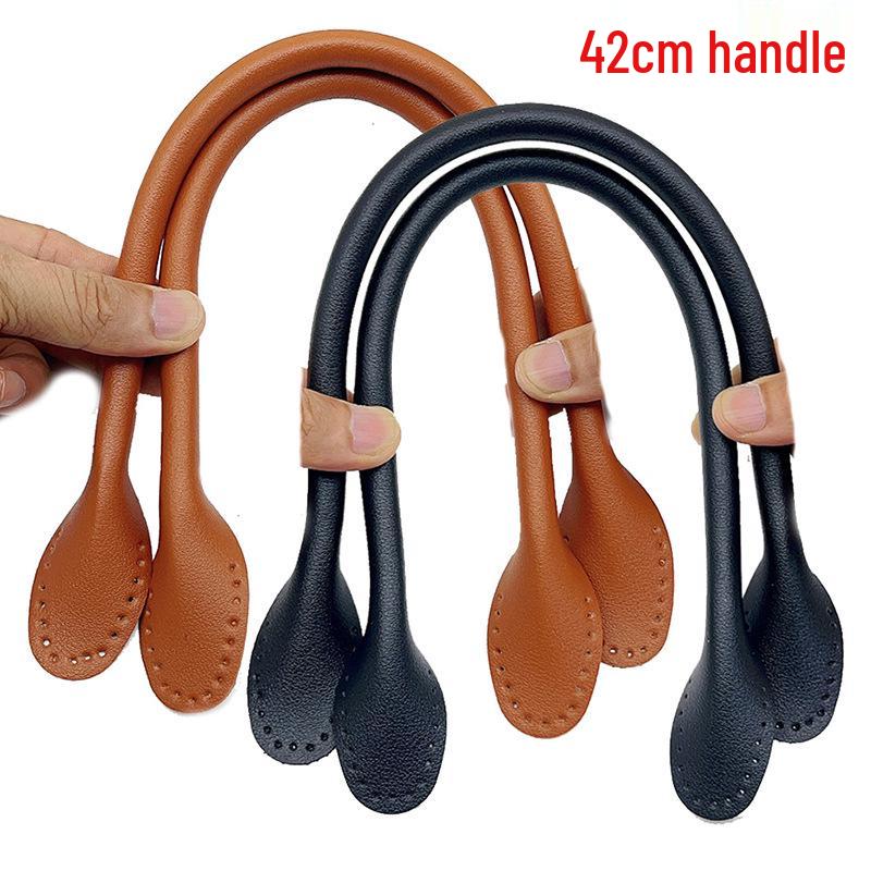 PU Leather Bag Strap with Core Stitching and Oiled Edges - Hand-Sewable Leather Handles and Accessories