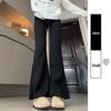 Douyin Women’s Winter Fleece-Lined Micro Flare Sweatpants - 2024 High Waist Slimming Wide Leg Horseshoe Pants