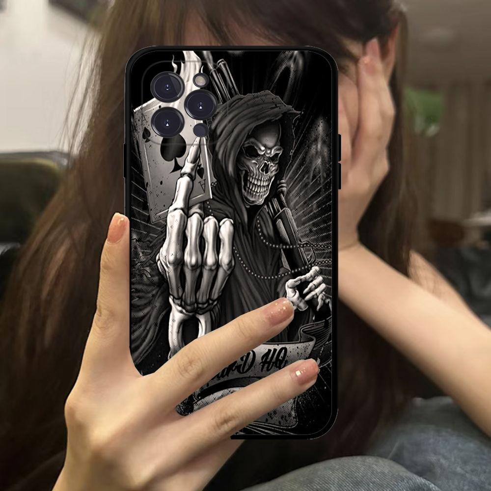Grim Reaper Skull Skeleton Phone Case For IPhone 16 15 14 11 12 13 Mini Pro XS Max Cover 6 7 8 Plus X Funda Shell