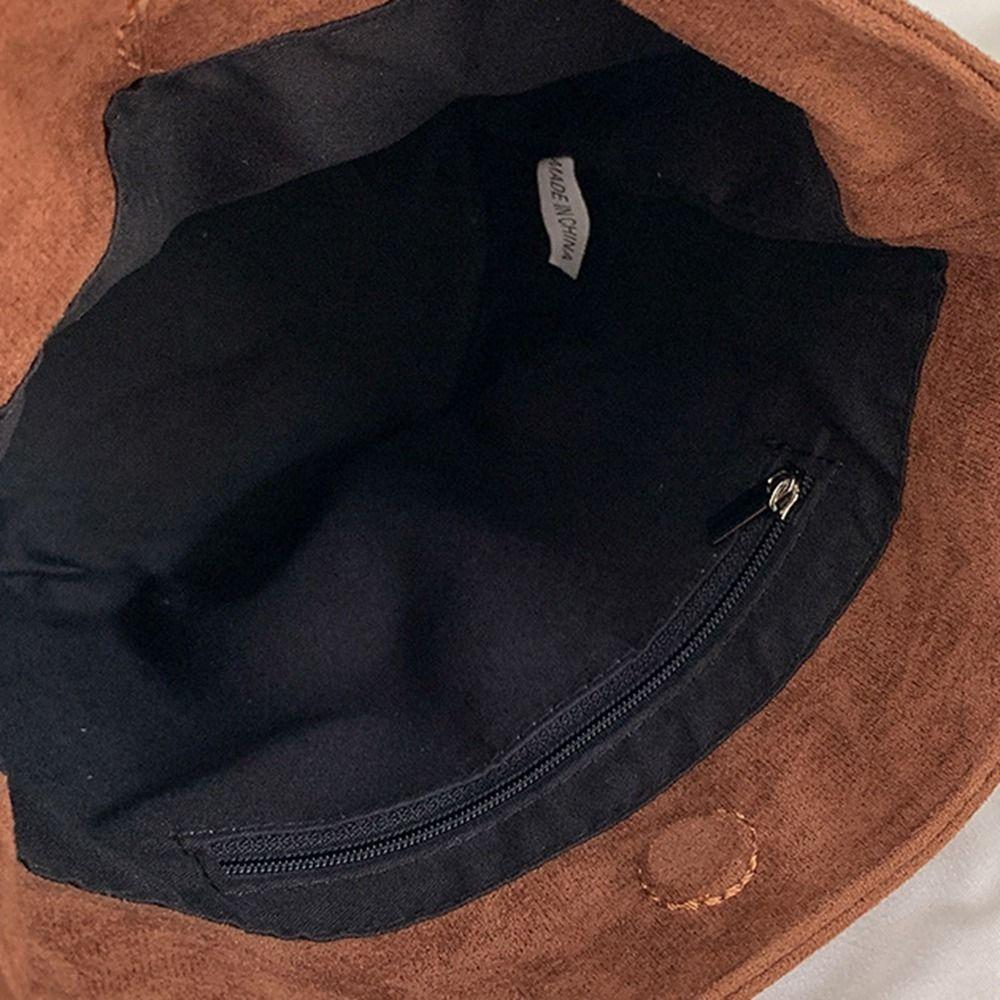 Pure Color Suede Bucket Bag Purse Underarm Bag Vintage Matte Pu Leather Shoulder Bag Streetwear