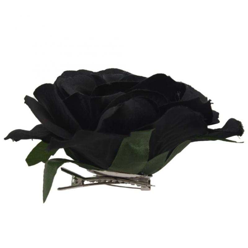 Rosenblüten-Haarspange, Tänzerbrosche, 5er-Pack, Schwarz