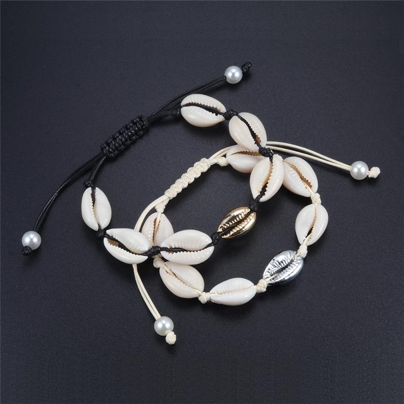 Fashion Bohemia White Shells Bracelet For Girls Women Rope Chain Beach Holiday Jewelry Conch Seashell Bracelets Girlfriend Gifts
