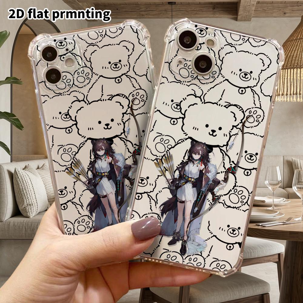 Phone Case: 2D flat suitable for iPhone 18 17 16 15 14 13 Pro transparent corner protection case, with little moon, Christmas, and Halloween gifts