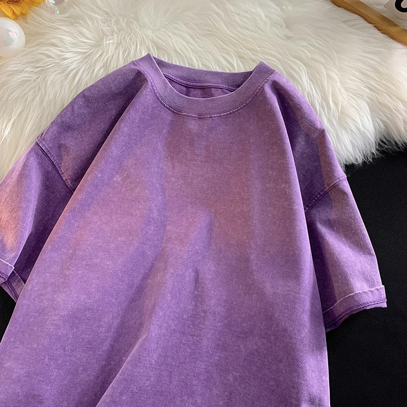 Übergroßes, säuregewaschenes T-Shirt für Damen, Vintage-T-Shirts, lässige Wash-T-Shirts, Mädchen-Retro-Luxus-Tops, T-Shirt-Kleidung