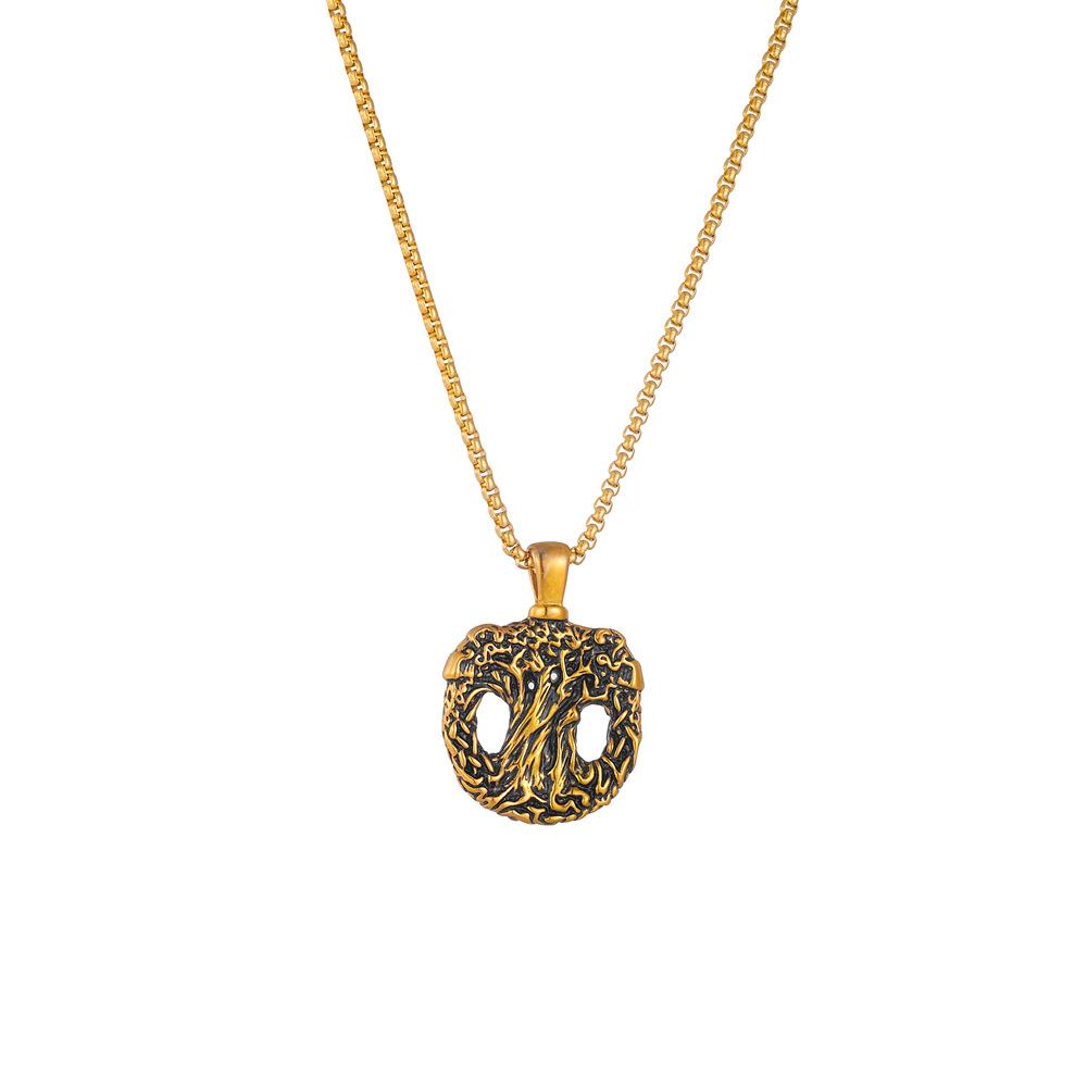 Nordic Viking Versatile Retro Necklace, Men's Tree of Life Hollow Casting Stainless Steel Pendant Necklace