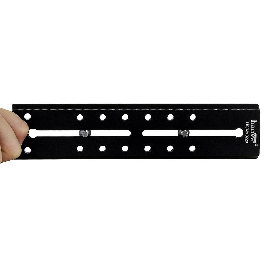 Haoge 220mm Rapid Connect Long Sliding Quick Release Plate for Manfrotto and Tripod Fluid Video Heads MVH500AH, MVH500A, MVH502AH, MVH502A, 501HDV,