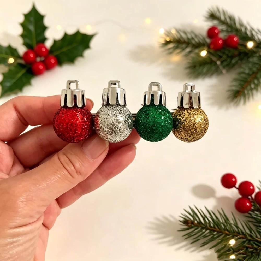 Multicolored Xmas Ball Ponytail Clip Glitter Christmas Hair Accessories Christmas Hair Clip Gift