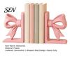 Practical Gifts for Readers 2Pcs/Set 3D Printed Pink Bow Bookends Shelves, Decorative L-Shaped Book Stoppers Home Artistic Shelf Decor Office Desktop