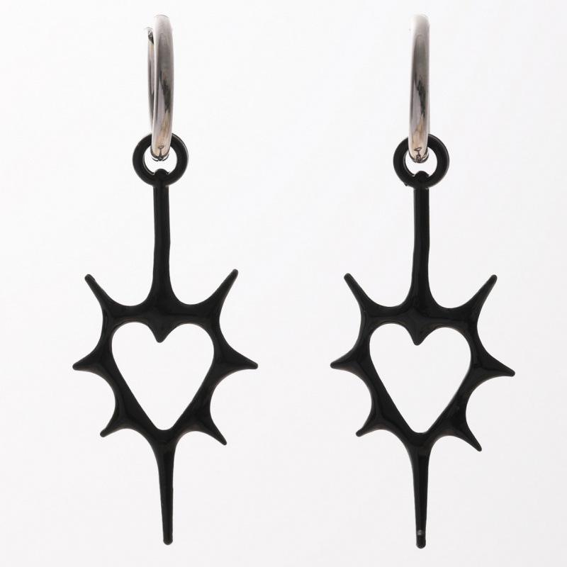 Trendy Punk Style Alloy Hollow Heart Cross Earrings