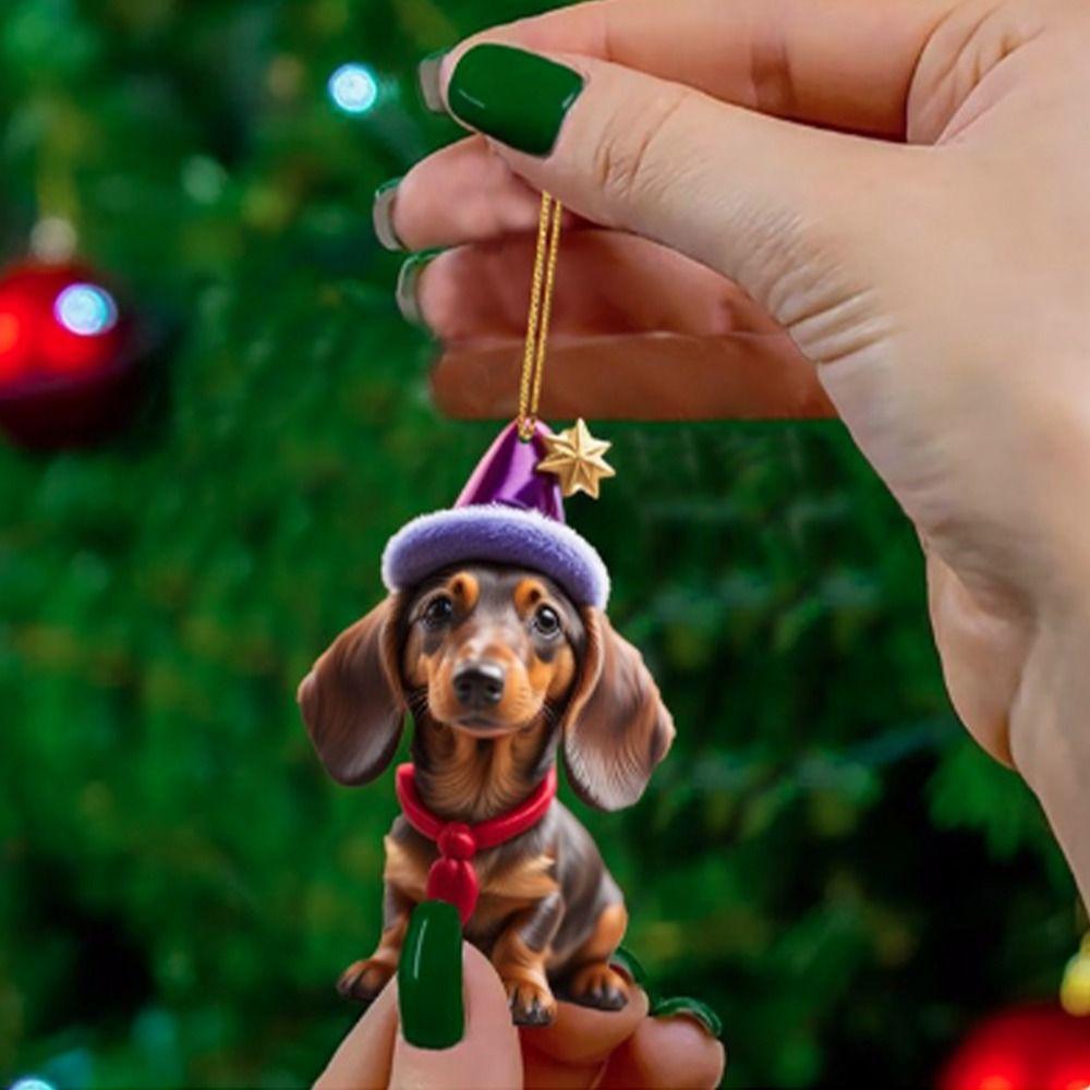 

2D Christmas Ornaments Acrylic Dog Car Hanging Decorative Gifts Christmas Tree Pendant Halloween 9