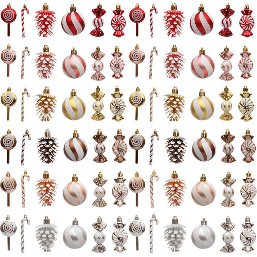 Christmas decoration set of 13, including crutches, candies, lollipops, pine cones, painted Christmas balls, Christmas tree ornaments