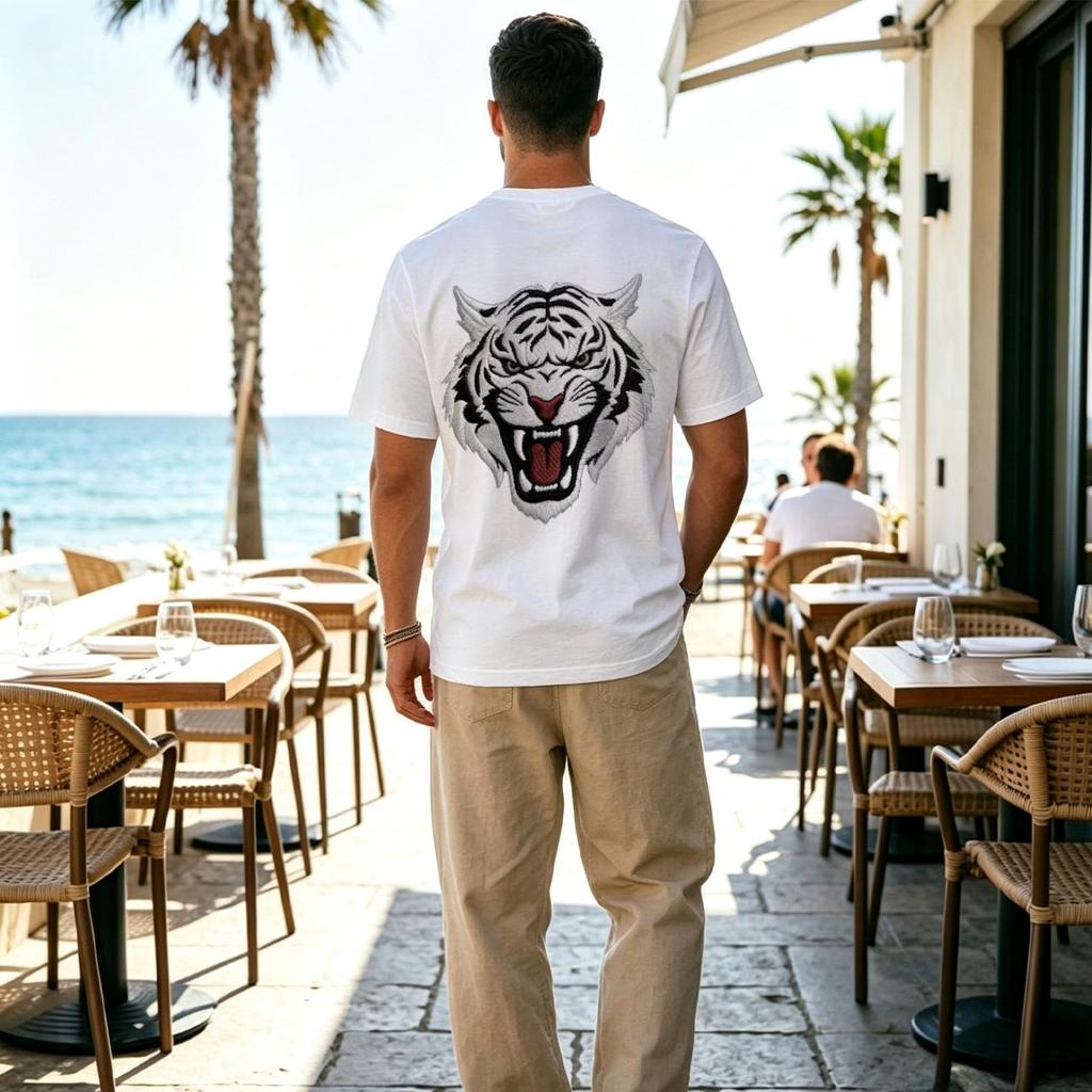 Men's Breathable T-Shirts – Fun 2D Printed Tiger Series (Day of the Dead) | Simple Versatile Casual Tees for Daily Wear