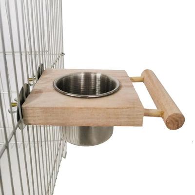 כלי האכלה לציפורים 2 ב-1 כוסות perch עץ עומד כוסות מזון לציפורים מתקן האכלה תלוי תוכי