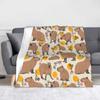 Capybara Cartoon Blanket Fleece Print  Multi-function Lightweight Throw Blankets for Sofa Couch Quilt