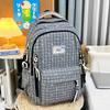 Schoolbag Japanese Fresh Color Sea Salt Blue Plaid Floral Schoolbag Female Sweet Atmosphere Junior and High School Girls Backpack